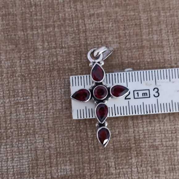 Sterling Silver Garnet and Sterling Silver Citrine Cross Pendants Set of 2 - Picture 6 of 13